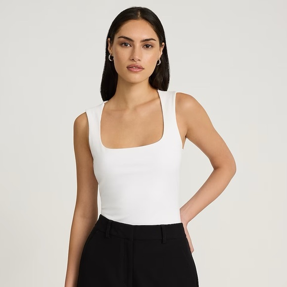 None West Sculpt Neck Fitted White Tank - Picture 1 of 6